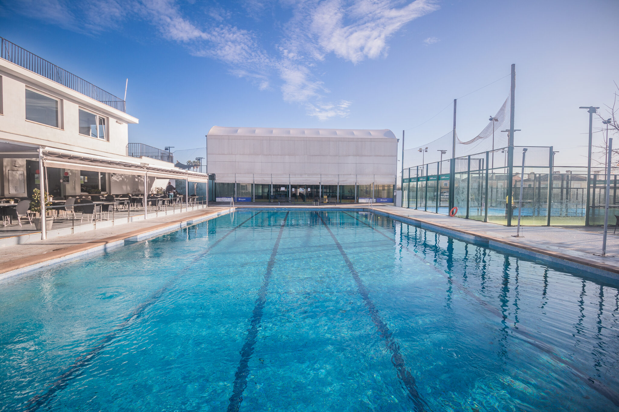 Modern padel club in Mallorca with a swimming pool and premium facilities